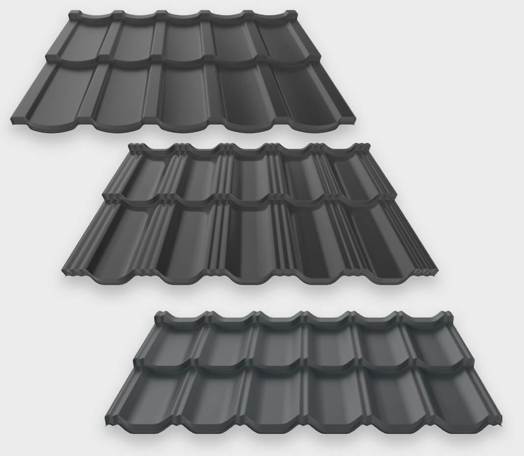 Metal roofing profile samples