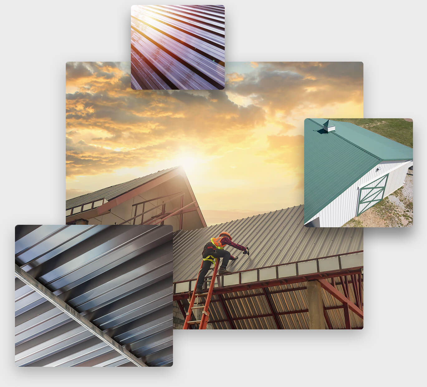 commercial metal roofing collage